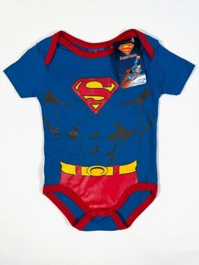 NWT SUPERMAN Baby 6-9M Bodysuit DC Comics‎ Onesie Retro Superhero Collector NEW